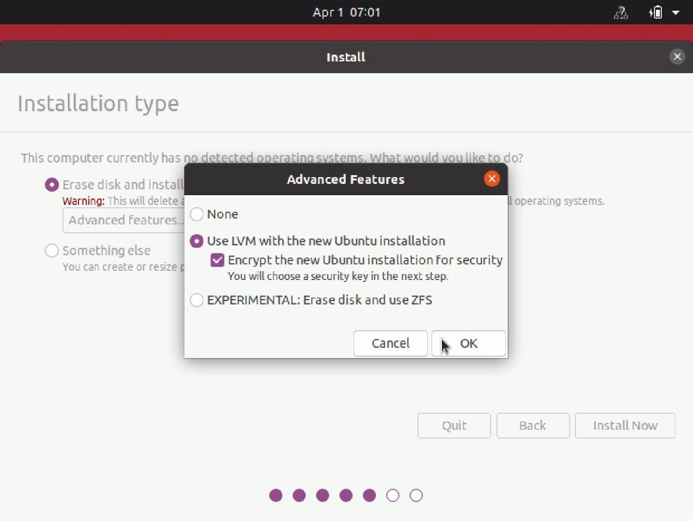 Screenshot of Ubuntu Install Wizard