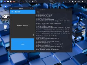 Screenshot of Kali, showing the BusKill app running