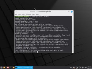 Screenshot of Linux Mint, showing the BusKill install process
