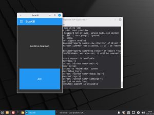 Screenshot of Linux Mint, showing the BusKill app running